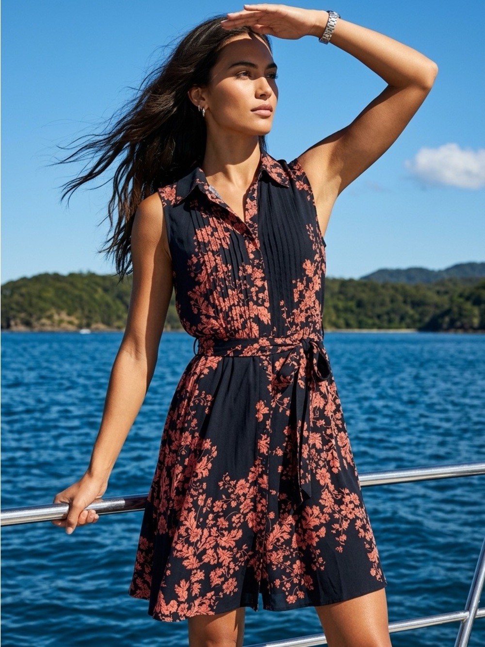Nanette Lepore Elegant Dark Blue Floral dress
